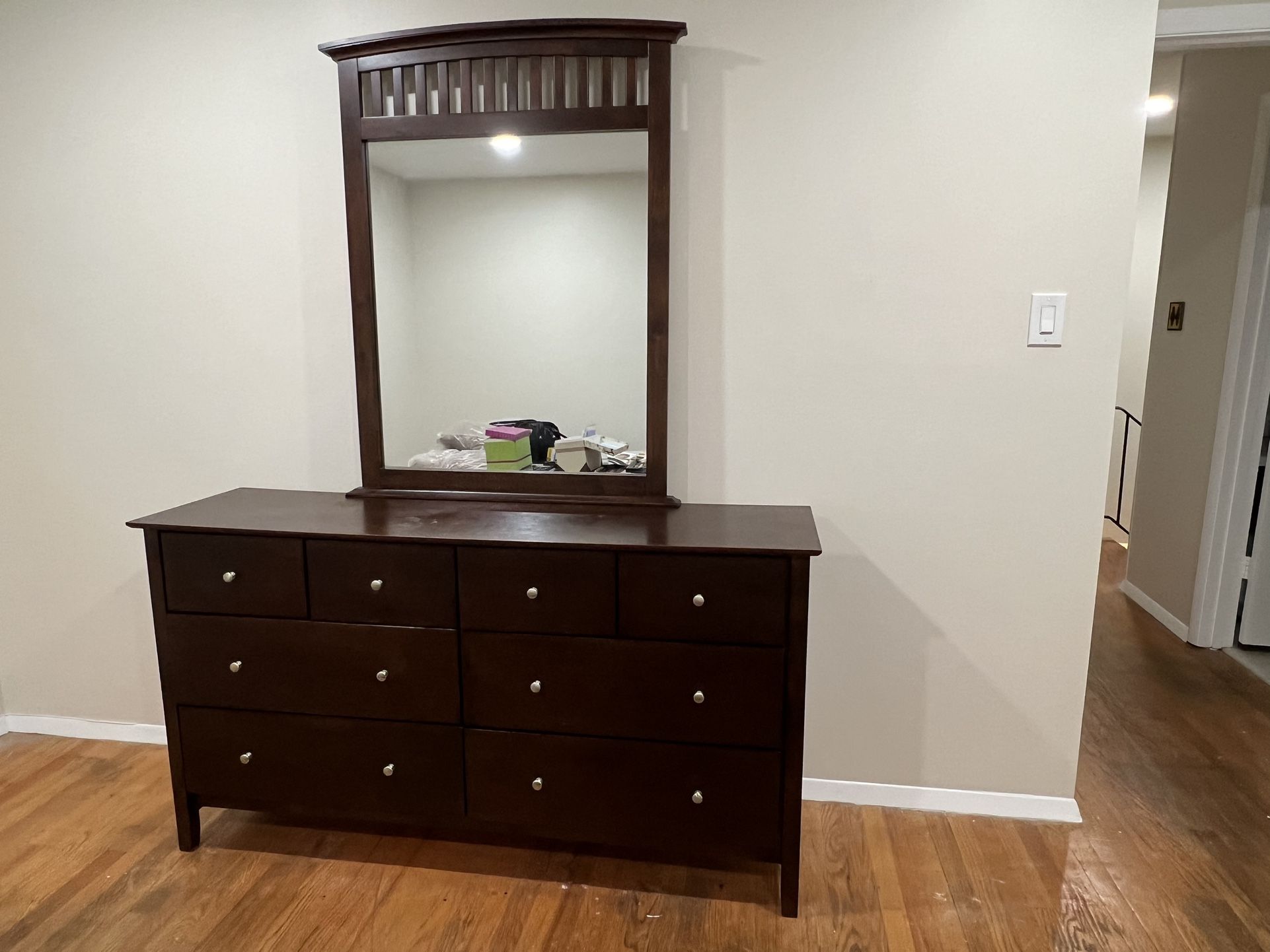 Eight Drawer Dresser with Mirror