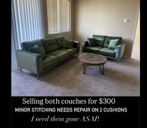 Green Velvet Mid-Century Couches