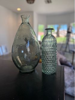 Sea Green Glass Vases - Set of 2