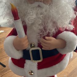 Vtg Animated Santa with Lighted Candle 24” Illuminated Motion Christmas