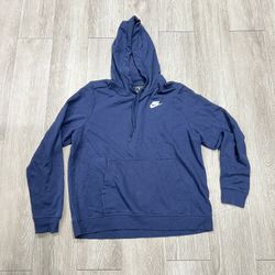 Nike Men's Club Fleece Thin Lightweight Pullover Hoodie Navy Blue Size Large