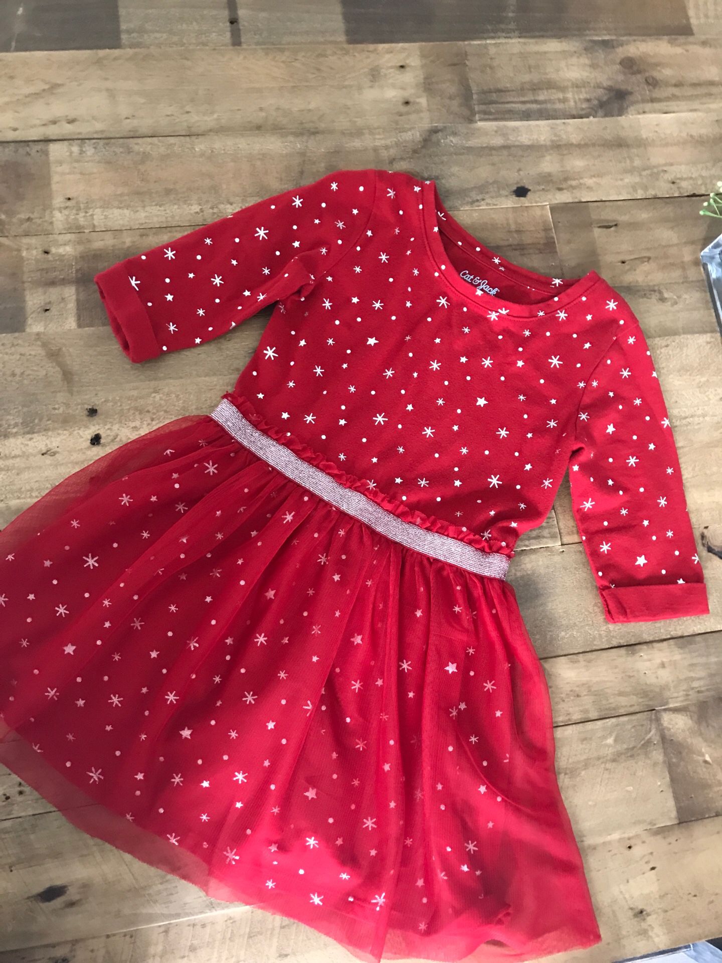 Cat & Jack Cotton Red Star Dress - XS 4-5 Size