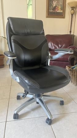Office Chair Black Leather - Wellness by Design