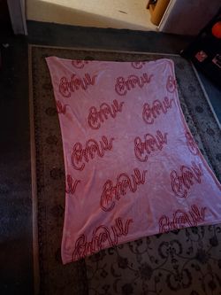 Pink Fleece Blanket with Red Script Print