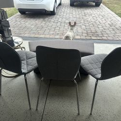 3 Chairs W/ Ottoman W/ Lamp & Table 