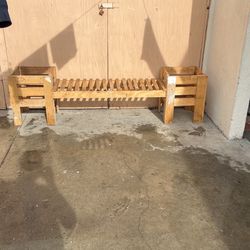 Wooden Bench With Planters