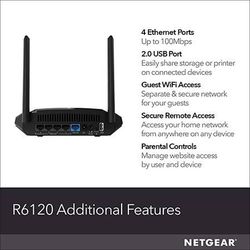 NETGEAR WiFi Router (R6120) - AC1200 Dual Band Wireless Speed 