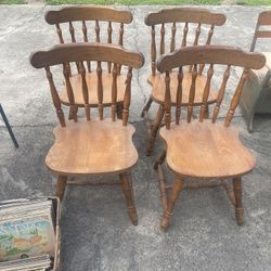 🌾 Set of 4 Vintage Farmhouse Wooden Chairs – Solid Wood – Rustic Charm