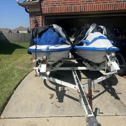 Two Yamaha Jet Ski With Double Trailer