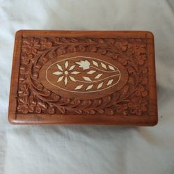 Floral Engraved Wooden Hinged Box