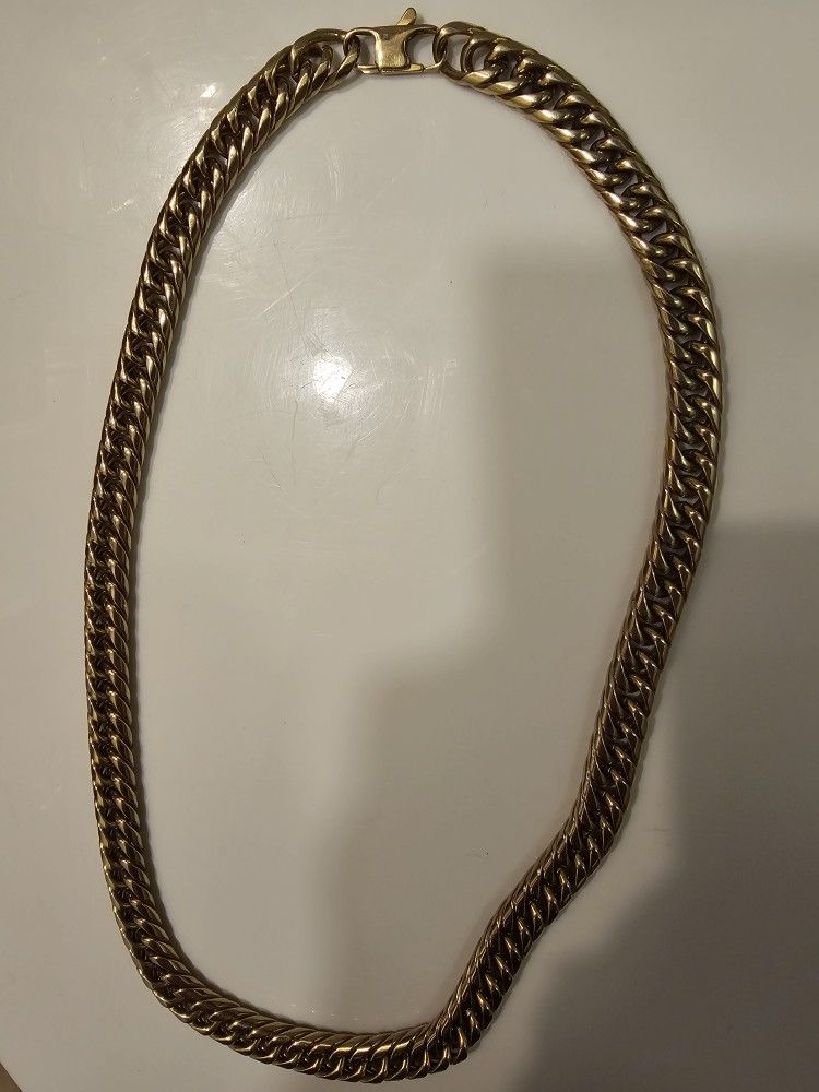 Stainless Steel Gold Plated Cuban Link Chain Necklace