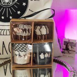 Rae Dunn Halloween Cats & Ghosts  12 Piece Cupcakes Baking Cups And Picks Set