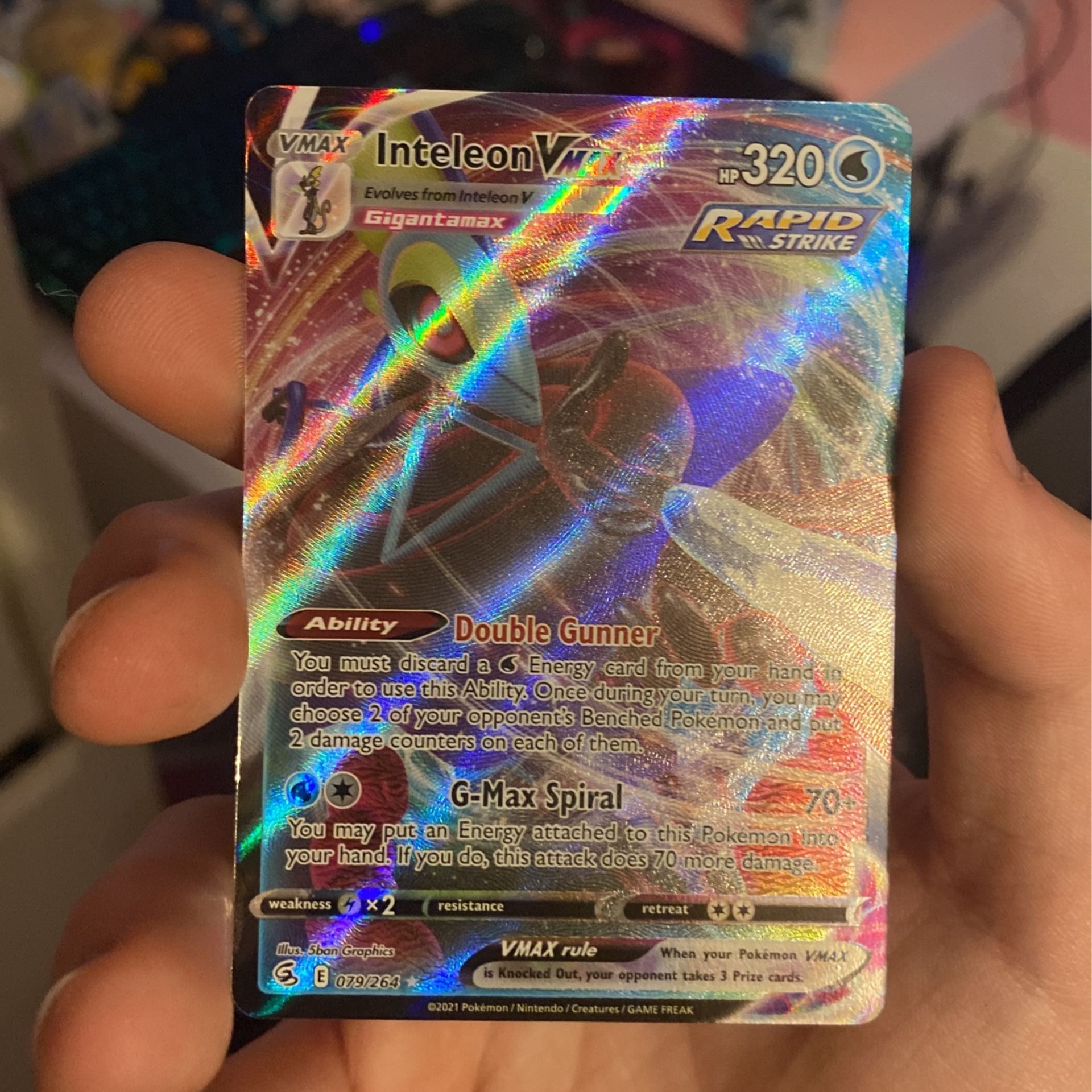 Inteleon VMAX Full Art Pokemon Card, Fusion Strike, 079/264