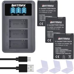 Batmax BT-GP301 4pk 1250mAh Batteries For GoPro Hero 3