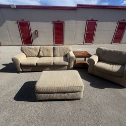 Sofa + Loveseat + Ottoman Set — $250 (Delivery Available)