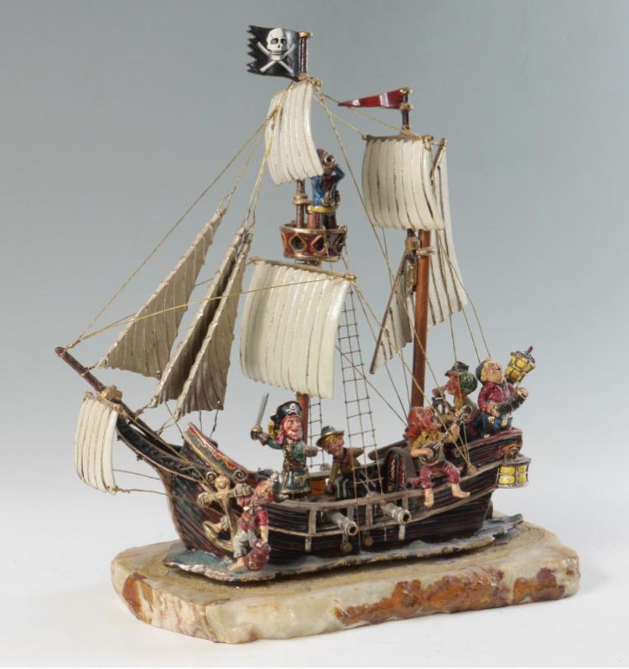Ron Lee Pirate Ship #090 Set On Marbel , Very Heavy