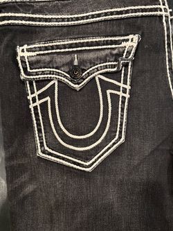 True Religion Ricky Relaxed Straight Black Gray Jeans Size 42