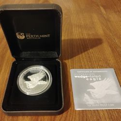 2014 1 oz silver Australian proof Wedge Tailed Eagle Coin By Perth Mint With Certificate Of Authenticity COA
