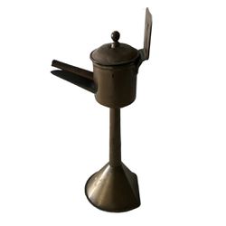 Antique Whale Oil Brass Single Burner Dutch Lamp