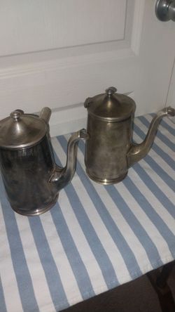 Vintage Silver Metal Teapots Set of 2