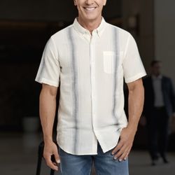 Ezekiel Men’s Steady Striped Short Sleeve Button Down 100% Cotton Shirt Sz S