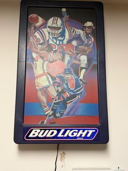 VTG Budweiser Lighted Sports Sign Light Football Baseball Basketball Hockey Bud
