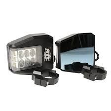New ATV Utv Led Side Mirrors With Harness And Clamps Set Pair For Canam Rzr Honda