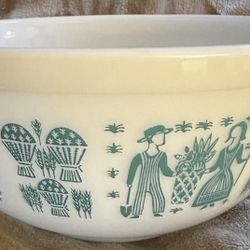 Vintage PYREX Amish Butterprint 2-1/2 2.5 qt Mixing Bowl Turquoise Print 403 USA