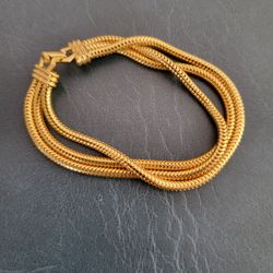 Bracelet - Gold Tone 3 Strand Braided