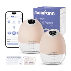 Momfann Breast Pump Wearable APP Control Portable Breastfeeding Pump Beige 