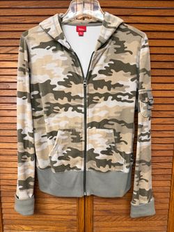 Mossimo XL Women’s Green Camo Brushed Cotton Light Zip-Up Hoodie Jacket