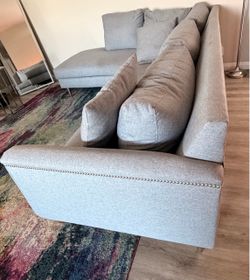 Gray Fabric Sectional Sofa with Chaise