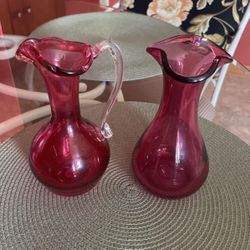 2pieces Of Cranberry Glass 1signed By Rob Odell   