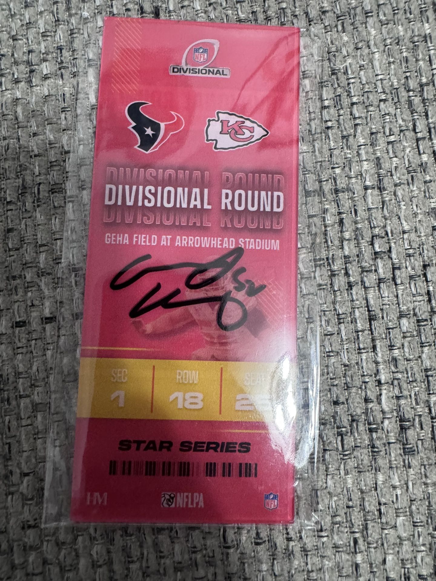 Creed Humphrey Signed Auto Acrylic Commemorative Ticket - KC Chiefs Metabilia