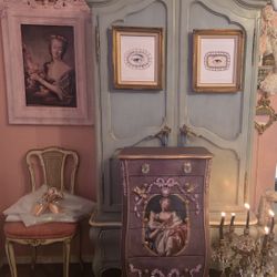 Newly Refinished Vintage French Romantic Jewelry Armoire 