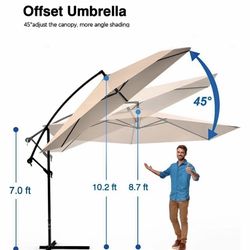 New In Box Offset Cantilevered Umbrella With Base 