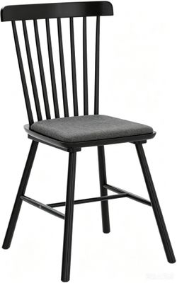 Windsor Dining Chair Set of 4, Spindle Back Wooden Chairs for Kitchen and Dining Room, Restaurant, Cafe, Hotel, Black dark grey