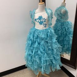 Little Girls Ruffled Organza Ball Gown
