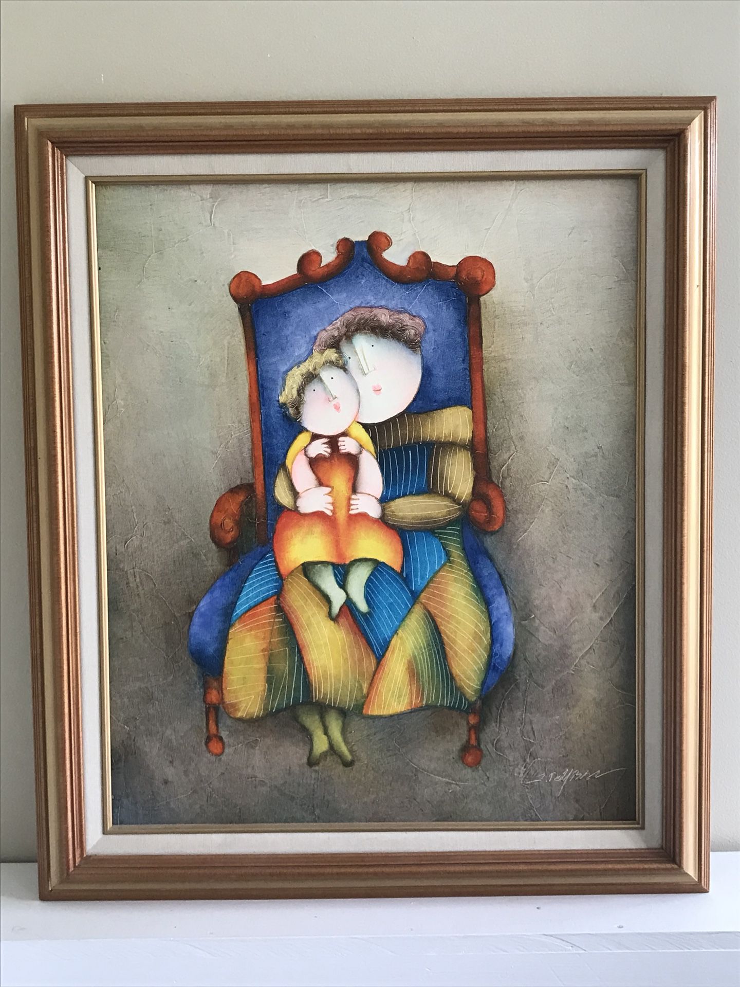 Oil/acrylic Painting on canvas, Mother and Child, signed by Artist Joyce Roybal