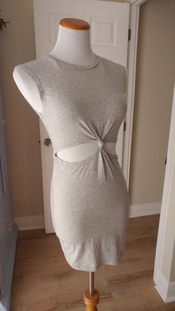 Grey stretchy Cut out style dress , sexy, fashion, knot tie