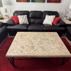 Travertine Natural Stone Coffee Table & End Table Set