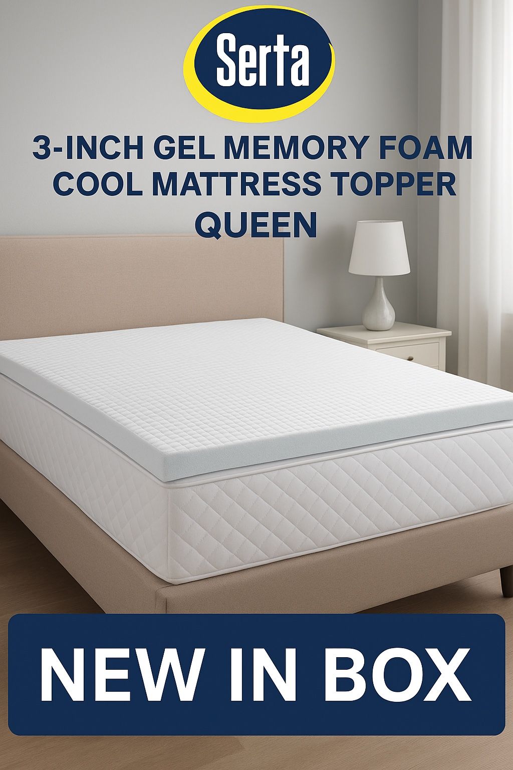 Serta Cool Gel Memory Foam Mattress Topper – Queen – NEW