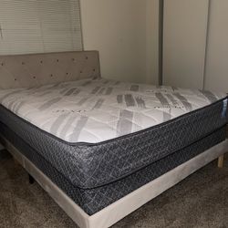 Queen size Bed Frame And Bed Mattress 
