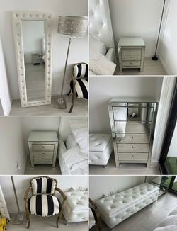 Complete 8-Piece Luxury Glam Bedroom Furniture Set (Moving Sale)