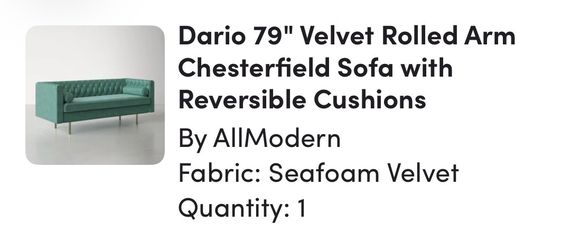 Seafoam Velvet Tufted Sofa Couch