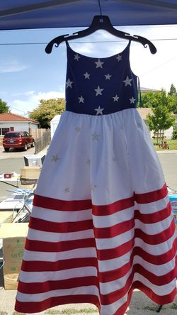 Red white blue flag flower girl dress size 6