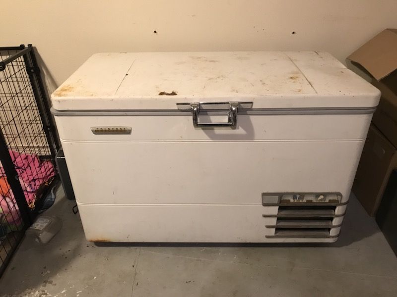 A vintage 1940’s Sears Coldspot chest freezer