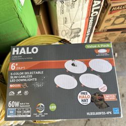 HALO HLBSL 6 in. Can Less Integrated LED, 900 Lumens, 5CCT, White (4-Pack)