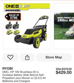 RYOBI ONE+ HP 18V Brushless 20 in. Cordless Self-Propelled Lawn Mower