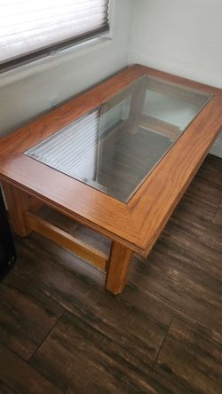 Wood and Glass Top Coffee Table